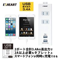 ハート電機サービス USBポート付電源タップ(急速充電対応) EUT-223410 1台