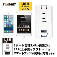 ハート電機サービス 高出力3.4A USBポート付き電源タップ ECU-3234 1台