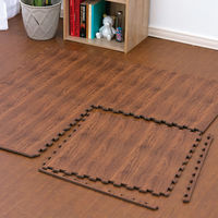 武田コーポレーション 大判ふち付きジョイントマット4枚組 木目調ブラウン JM58-GBR 1箱(4枚×9セット)（直送品）