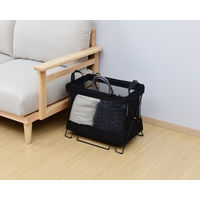 YAMAZEN 【荷物置き】スタッキングできるメッシュバスケット M 折りたたみ ブラック HTB-2M(BK) 1個