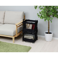 YAMAZEN 【荷物置き】スタッキングできるメッシュバスケット S 折りたたみ ブラック HTB-2S(BK) 1個