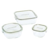 耐熱ガラス 保存容器 オリーブグリーン 角型 1セット(3点セット×3) パック&レンジ PC-PRN3G41 iwaki（イワキ）