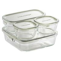 耐熱ガラス 保存容器 オリーブグリーン システムセット 1セット(4点×3) ミニ パック&レンジ PC-PRN4G42 iwaki（イワキ）