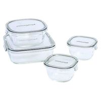 耐熱ガラス 保存容器 クールグレー 角型 1セット(4点セット×3) パック&レンジ PCPRN4GY21 iwaki（イワキ）
