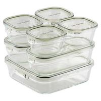 耐熱ガラス 保存容器 オリーブグリーン システムセット 1セット(7点×3) パック&レンジ PC-PRN7G4 iwaki（イワキ）