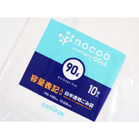 ゴミ袋 nocoo 容量表記 白半透明 90L 厚さ:0.028mm 1パック（10枚入）日本サニパック