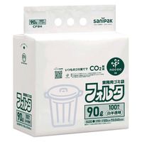 ゴミ袋 nocoo in 業務用フォルタ 白半透明 90L 厚さ:0.04mm（300枚:100枚入×3パック）日本サニパック