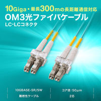 サンワサプライ メガネ型光ファイバケーブル（マルチ50μmOM3、LC×2-LC×2、10m） HKB-OM3LCLC-10N 1本（直送品）