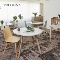 PREDONA(プレドナ) ラウンドテーブル 直径1000×高さ720mm 天板リリーホワイト/脚モカブラウン