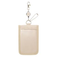 myfa（ミファ）カードスタンドケース シフォンベージュ 伸縮リール付き 1セット（4個） LIHIT LAB.（リヒトラブ）