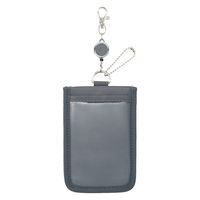 myfa（ミファ）カードスタンドケース チャコールブラック 伸縮リール付き 1セット（2個） LIHIT LAB.（リヒトラブ）