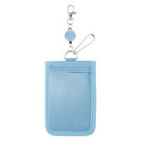 myfa（ミファ）カードスタンドケース パウダーブルー 伸縮リール付き 1セット（4個） LIHIT LAB.（リヒトラブ）