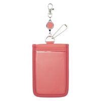 myfa（ミファ）カードスタンドケース コーラルレッド 伸縮リール付き 1セット（2個） LIHIT LAB.（リヒトラブ）