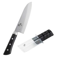 貝印 関孫六 茜 三徳包丁 165mm+関孫六ダイヤモンド＆セラミックシャープナー セット 1パック（3セット）
