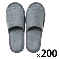 小野商事 使い捨てスリッパ タオル生地 前開きタイプ グレー WS6155 1セット(1組(20足)×10)
