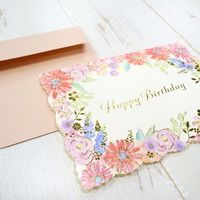 包む バースデーカード ボタニカル フラワー ピンク TC080 1個