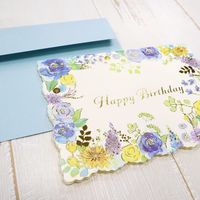 包む バースデーカード ボタニカル フラワーブルー TC081 1セット(6個)