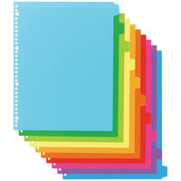 アスクル カラーインデックス A4タテ インデックスシート 30穴 10山 PP製 1組  オリジナル（わけあり品）