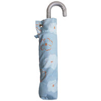 アテイン 55cm 折りたたみ傘 ひるねこ レザーハンドル グレー 5266GY 1セット(3本)（直送品）