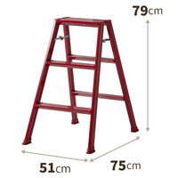 天馬 アルミ踏み台3段レッド 812004246 1個