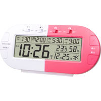 お薬タイマー お薬カレンダー 投薬カレンダー マルエヌ 服薬時計 電波時計 音声アラーム機能 繰り返しお知らせ機能 ピンク NTP-SM01P 1台