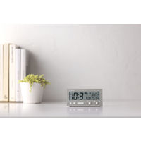 RHYTHM（リズム） フイットウェーブD237 グレー 置時計 [電波 温湿度 カレンダー] 幅131×高さ66mm 1個