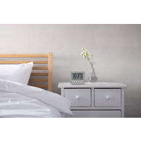 RHYTHM（リズム） フイットウェーブD236 グレー 置時計 [電波 温度 カレンダー] 幅100×高さ91mm 1個