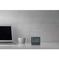 【アウトレット】RHYTHM（リズム） フイットウェーブD236 ダークグレー 置時計 [電波 温度 カレンダー] 幅100×高さ91mm 1個