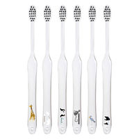 大人のZOO 歯ブラシ スパイラルフラットツイン チャコール毛 クリア 6種アソート ふつう 1個（6本入） ラピス