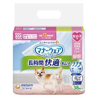 マナーウェア 長時間快適オムツ 女の子用 超小型犬用 SSS 38枚入 3袋 ユニ・チャーム