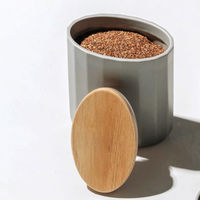 KAKU-KAKU キャニスター 保存容器 オリーブグレイ 200ml 美濃焼 日本製 1個 ワールド・クリエイト