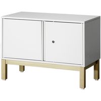 PREDONA（プレドナ）スチールシェルフ　 両開き 下置き用 1段 幅800×奥行400×高さ580mm ホワイト スクエア脚　1台(2梱包)