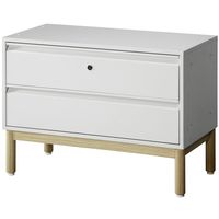 PREDONA（プレドナ）スチールシェルフ  引出し2段 下置き用  幅800×奥行400×高さ580mm ホワイト ラウンド脚　1台(2梱包)