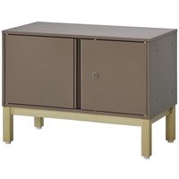 PREDONA（プレドナ）スチールシェルフ　 両開き 下置き用 1段 幅800×奥行400×高さ580mm モカブラウン スクエア脚　1台(2梱包)