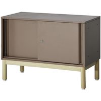 PREDONA（プレドナ）スチールシェルフ　 引違い 下置き用 1段 幅800×奥行400×高さ580mm モカブラウン ラウンド脚　1台(2梱包)