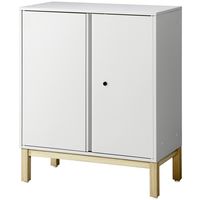 PREDONA（プレドナ）スチールシェルフ　 両開き 下置き用 2段 幅800×奥行400×高さ970mm ホワイト スクエア脚　1台(2梱包)