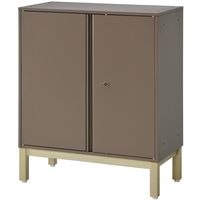 PREDONA（プレドナ）スチールシェルフ　 両開き 下置き用 2段 幅800×奥行400×高さ970mm モカブラウン スクエア脚　1台(2梱包)