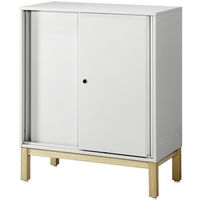 PREDONA（プレドナ）スチールシェルフ　 引違い 下置き用 2段 幅800×奥行400×高さ970mm ホワイト スクエア脚　1台(2梱包)