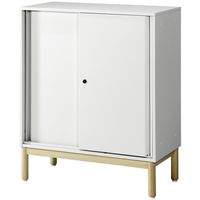 PREDONA（プレドナ）スチールシェルフ　 引違い 下置き用 2段 幅800×奥行400×高さ970mm ホワイト ラウンド脚　1台(2梱包)