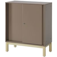 PREDONA（プレドナ）スチールシェルフ　 引違い 下置き用 2段 幅800×奥行400×高さ970mm モカブラウン スクエア脚　1台(2梱包)