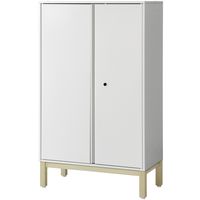 PREDONA（プレドナ）スチールシェルフ　 両開き 下置き用 3段 幅800×奥行400×高さ1360mm ホワイト スクエア脚　1台(2梱包)