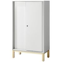 PREDONA（プレドナ）スチールシェルフ　 引違い 下置き用 3段 幅800×奥行400×高さ1360mm ホワイト スクエア脚　1台(2梱包)