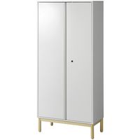 PREDONA（プレドナ）スチールシェルフ　 両開き 下置き用 4段 幅800×奥行400×高さ1750mm ホワイト ラウンド脚　1台(3梱包)