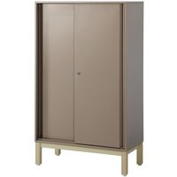 PREDONA（プレドナ）スチールシェルフ　 引違い 下置き用 3段 幅800×奥行400×高さ1360mm モカブラウン スクエア脚　1台(2梱包)