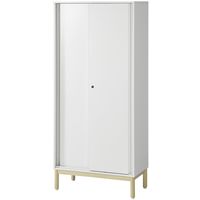 PREDONA（プレドナ）スチールシェルフ　 引違い 下置き用 4段 幅800×奥行400×高さ1750mm ホワイト ラウンド脚　1台(3梱包)