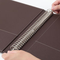 アスクル合皮製30穴リングファイル エンボス加工 ブラウン 1冊 オリジナル（わけあり品）