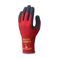 【ニトリル背抜き手袋】 ショーワグローブ ブレスグリップtype-R タグ付 L レッド 380-LR 1双