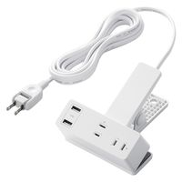 電源タップ 延長コード USB付き 3m クリップ式 雷ガード ホワイト ECT-3030WH エレコム 1個
