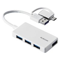 USBハブ USB-A×4ポート タイプC変換アダプタ付 USB3.1(Gen1) 白 U3H-CA4004BWH エレコム 1個
