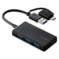 USBハブ USB-A×4ポート タイプC変換アダプタ付 USB3.1(Gen1) 黒 U3H-CA4004BBK エレコム 1個